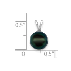 14k White Gold 8-9mm Round Black Akoya Saltwater Cultured Pendant