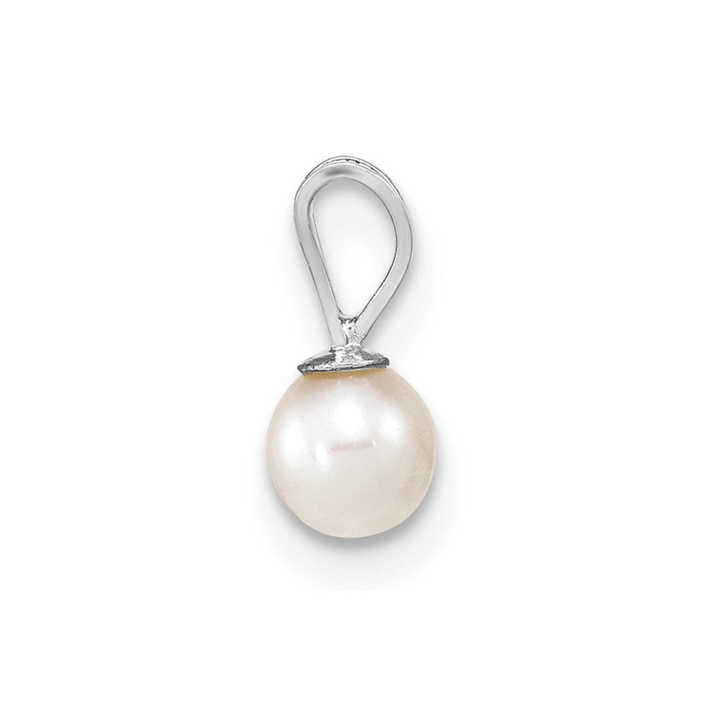 14k White Gold 4-5mm White Round Freshwater Cultured Pearl Pendant