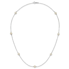 14K White Gold 5-6mm Round White FWC Pearl 7 Station Necklace