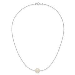 14k White Gold 10-11mm White Near Round Freshwater Cultured Pearl 17 inch Necklace