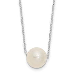 14k White Gold 10-11mm White Near Round Freshwater Cultured Pearl 17 inch Necklace
