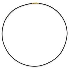14k Yellow Clasp 1.5mm 18 inch Black Leather Cord Necklace