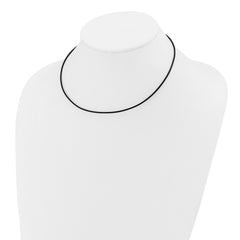 14k White Gold Clasp 1.5mm 16 inch Black Leather Cord Necklace