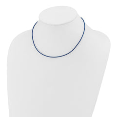 14k Yellow Clasp 1.6mm 16 inch Royal Blue Leather Cord Necklace