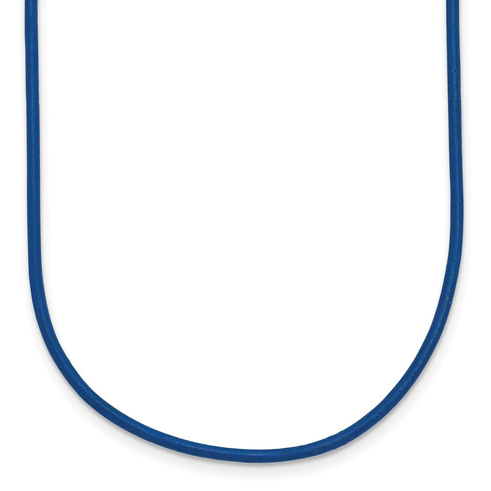 14k Yellow Clasp 1.6mm 16 inch Royal Blue Leather Cord Necklace