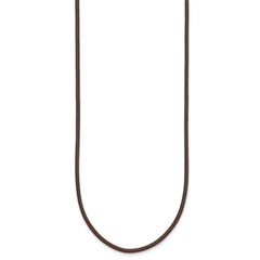 14k Yellow Clasp 2mm 18 inch Brown Leather Cord Necklace