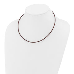14k Yellow Clasp 2mm 18 inch Brown Leather Cord Necklace