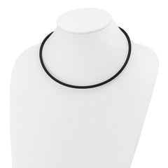 14k Yellow Clasp 4mm 18 inch Black Rubber Cord Necklace