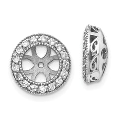 14k White Gold AA Diamond Earring Jacket - 6