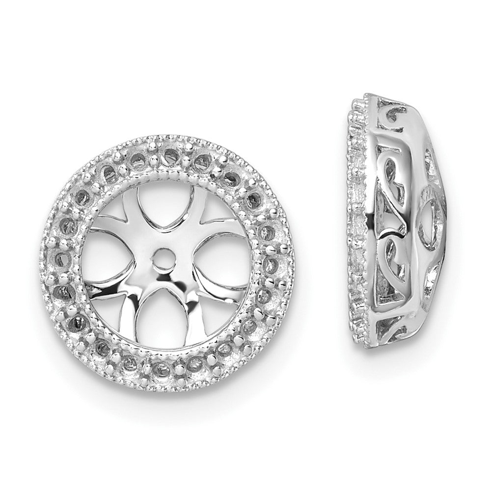 14k White Gold Diamond Earring Jacket Mountings - 5