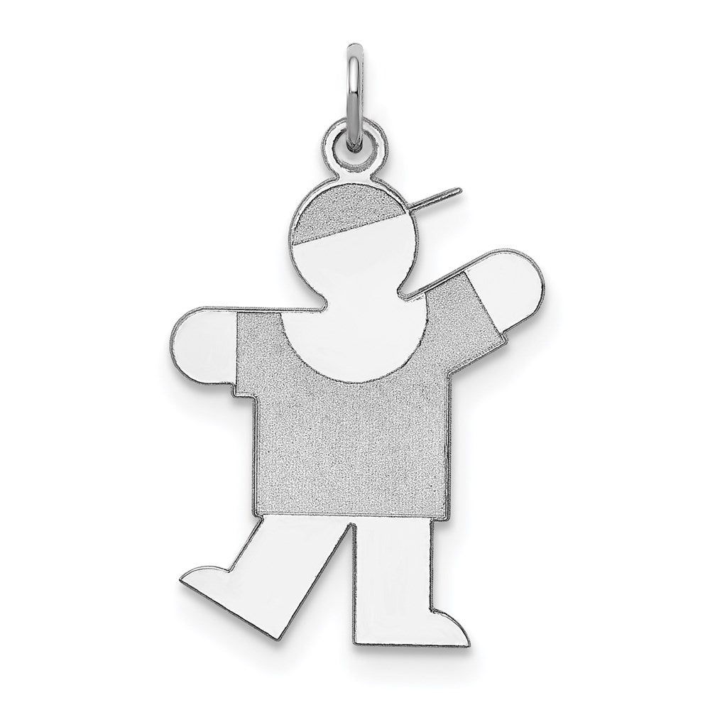 Sterling Silver Rhodium-plated Kiss Kid Charm - 4