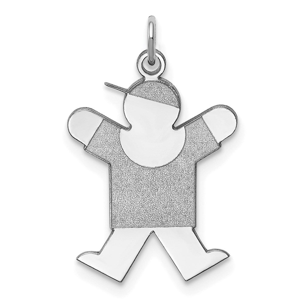 Sterling Silver Rhodium-plated Joy Kid Charm - 4