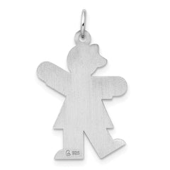 Sterling Silver Rhodium-plated Kiss Kid Charm - 2