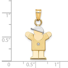 14k Two-tone AA Diamond Kid Pendant - 14
