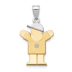 14k Two-tone AAA Diamond Kid Pendant - 22