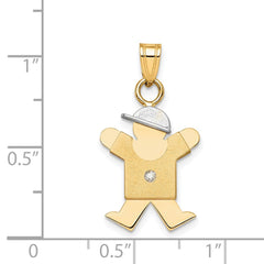 14k Two-tone A Diamond Kid Pendant - 10