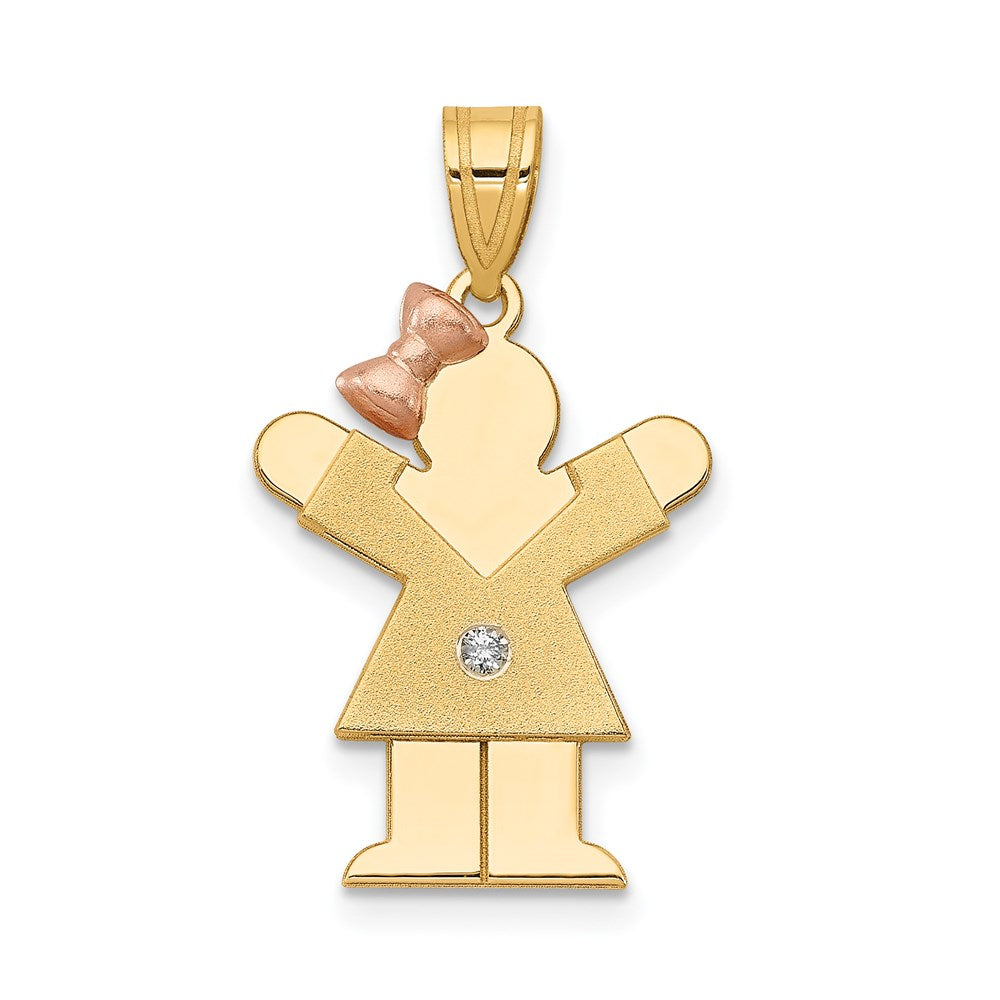 14k Two-tone AA Diamond Kid Pendant - 15