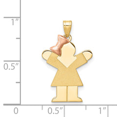 14k Two-Tone Small Girl on Left Engravable Charm