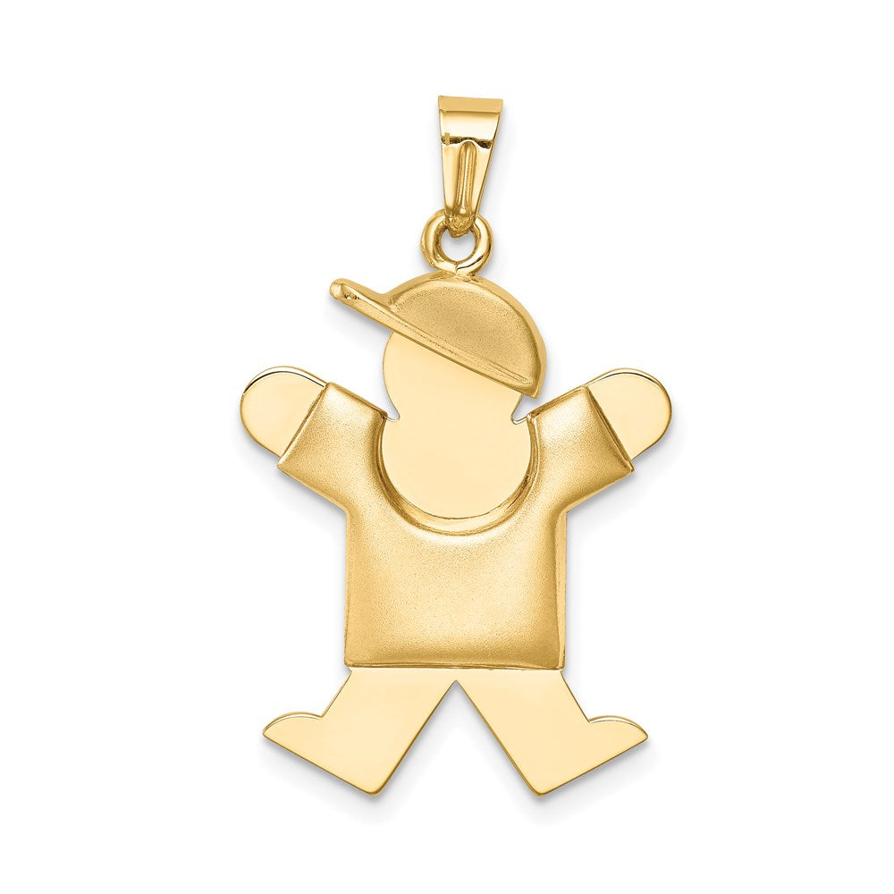 14k Puffed Boy w/Hat on Right Engravable Charm - 2
