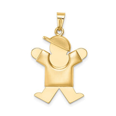 14k Puffed Boy w/Hat on Right Engravable Charm - 2