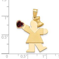 14k Girl with CZ January Birthstone Charm