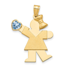 14k Girl with CZ March Birthstone Charm