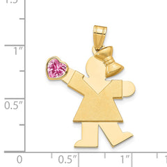 14k Girl with CZ October Birthstone Charm