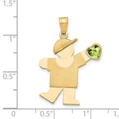 14k Boy with CZ August Birthstone Charm