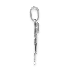 14k White Gold Small Girl w/Bow on Left Engravable Charm - 3