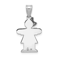 14k White Gold Small Girl w/Bow on Left Engravable Charm - 3
