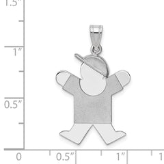 14k White Gold Medium Boy w/Hat on Right Engravable Charm - 2