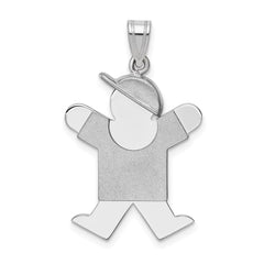 14k White Gold Medium Boy w/Hat on Right Engravable Charm - 2