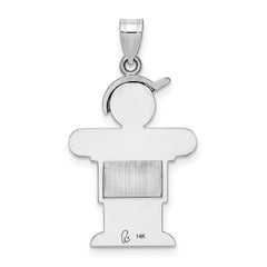 14k White Gold Medium Boy w/Hat on Right Engravable Charm - 3