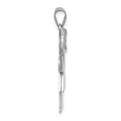 14k White Gold Medium Girl w/Bow on Left Engravable Charm - 3
