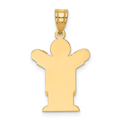 14k Solid Satin Engravable Boy with Overalls Charm