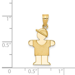 14k Solid Engravable Boy with Hat on Right Charm - 4