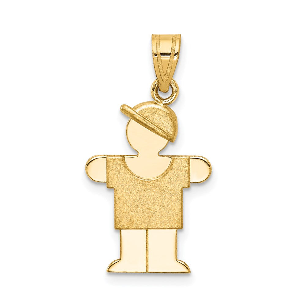 14k Solid Engravable Boy with Hat on Right Charm - 4