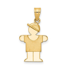 14k Solid Engravable Boy with Hat on Right Charm - 4