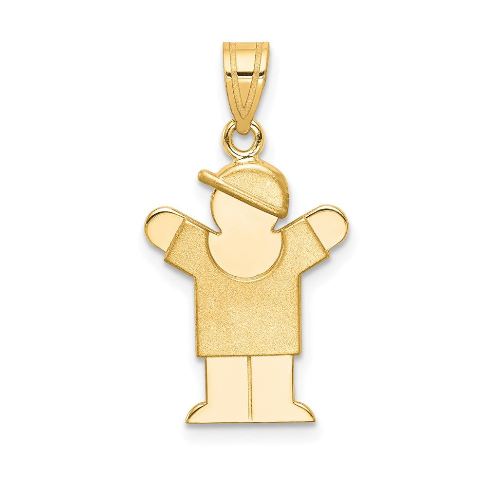 14k Solid Engravable Boy with Hat on Right Charm - 5