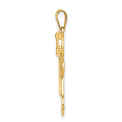 14k Solid Engravable Girl with Bow on Right Charm - 3