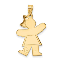 14k Solid Engravable Girl with Bow on Right Charm - 3