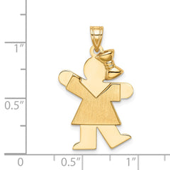14k Solid Engravable Girl with Bow on Right Charm - 3