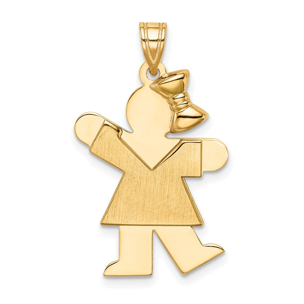 14k Solid Engravable Girl with Bow on Right Charm - 3
