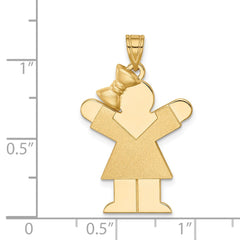 14k Solid Engravable Girl with Bow on Left Charm - 3
