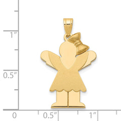 14k Solid Engravable Girl with Bow on Right Charm - 4
