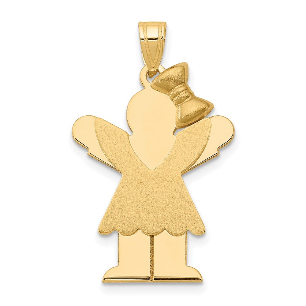 14k Solid Engravable Girl with Bow on Right Charm - 4