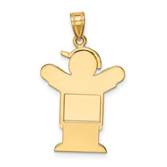 14k Solid Engravable Boy in Overalls with Hat on Left Charm - 2