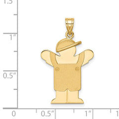 14k Solid Engravable Boy in Overalls with Hat on Left Charm - 2
