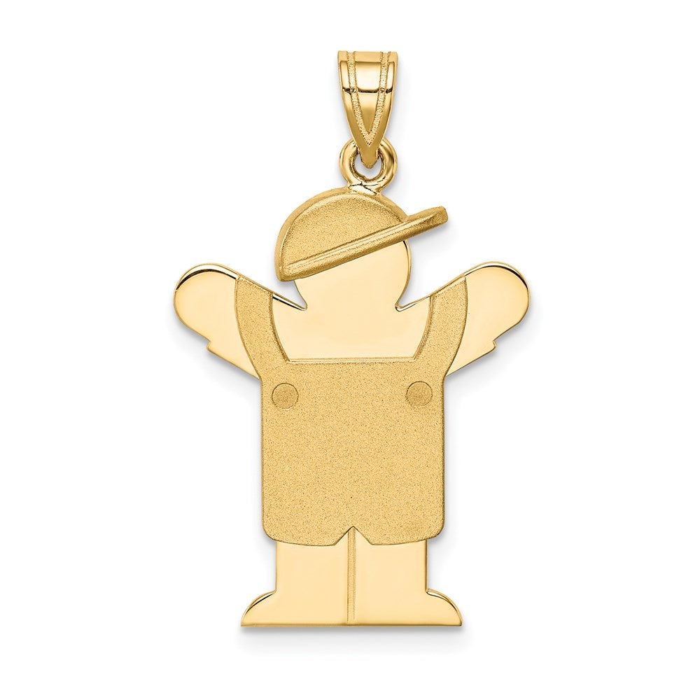 14k Solid Engravable Boy in Overalls with Hat on Left Charm - 2