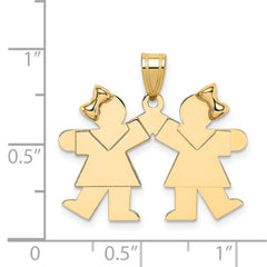 14k Solid Engravable Small Double Girls Charm